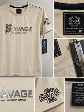 Brand NEW Kids 'Savage' Graphic Tee in Cream